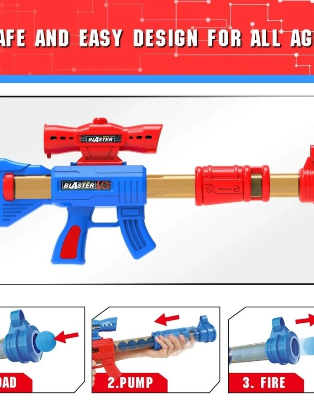 2 Kids Shooting Game Set 2 Popper Pump Air Guns Targets Foam Balls